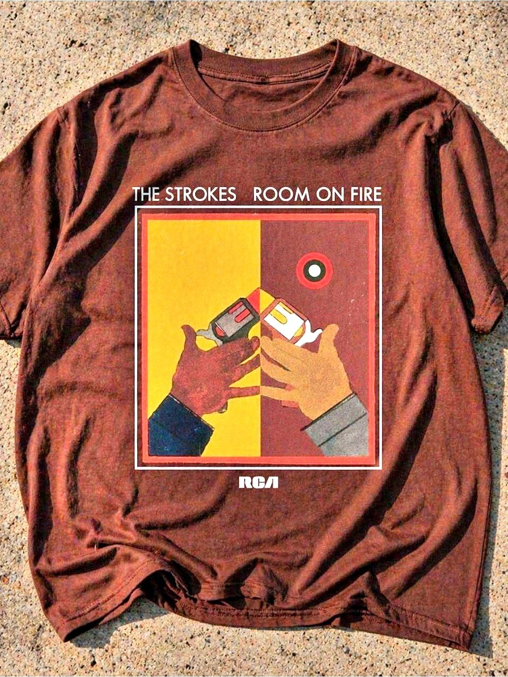 Gildan The Strokes Room on Fire Graphic Tee Brown & Yellow